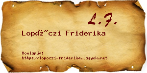 Lopóczi Friderika névjegykártya